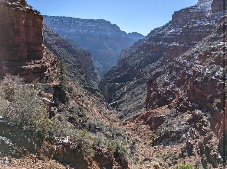 View of a slot canyon at the north rim