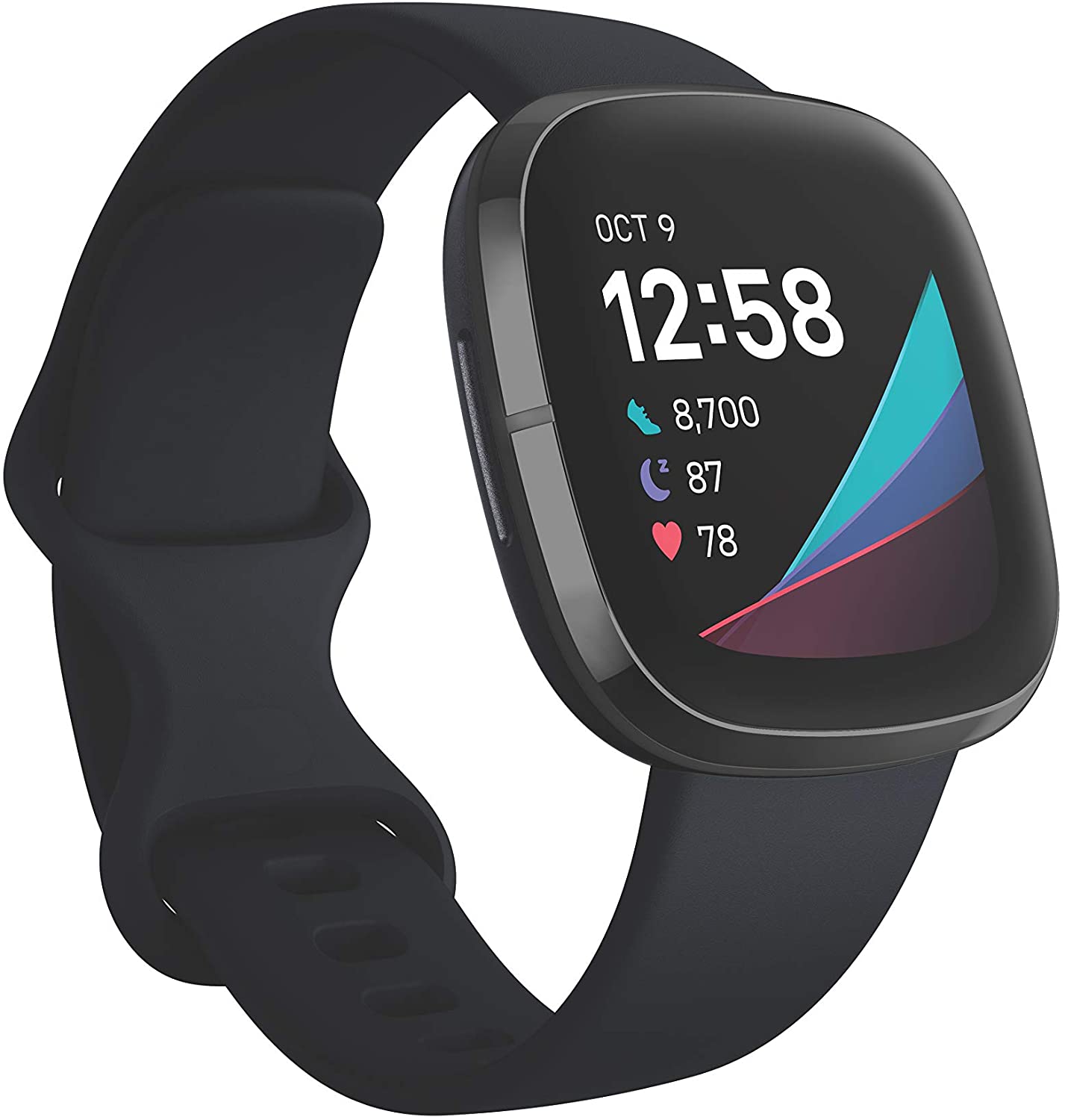 black smart watch with a digital display used for counting calories