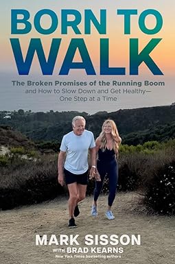 Book cover showing couple in their sixties walking on a gravel trail at sunset